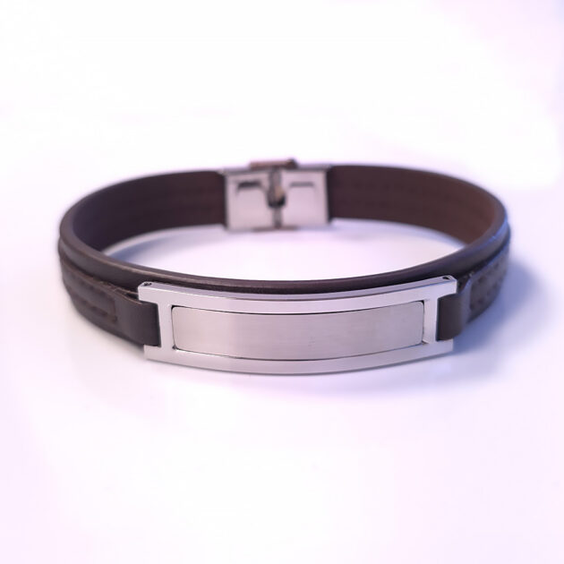 Casual leather and steel bracelet "Leviathan"