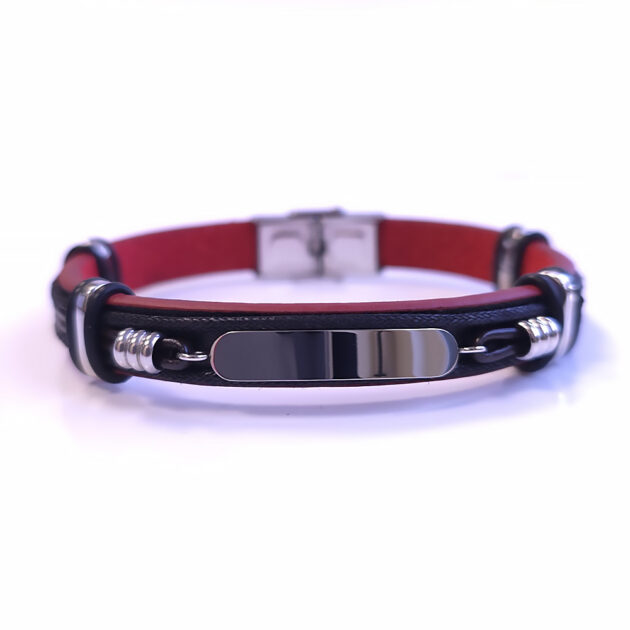 Stylish leather and steel bracelet "Quebec"