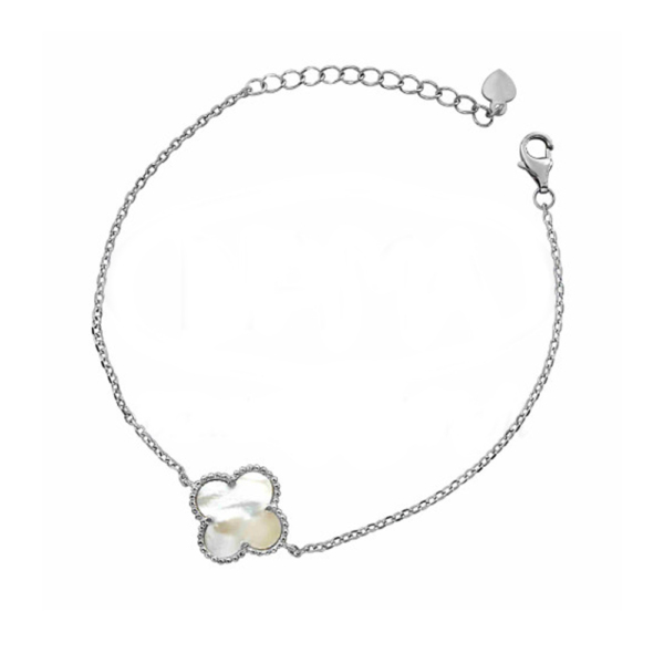 Silver clover bracelet with mother-of-pearl (15 mm)