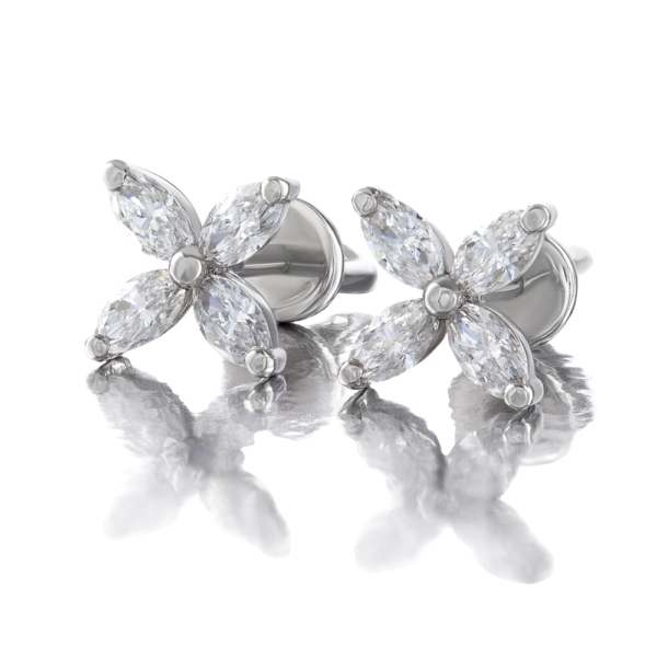 Tender marquise diamond stud earrings "Fleur"