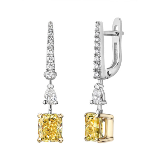 Golden Earrings with Yellow Diamonds "Liora"