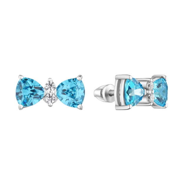 Silver earrings "Blue bow"