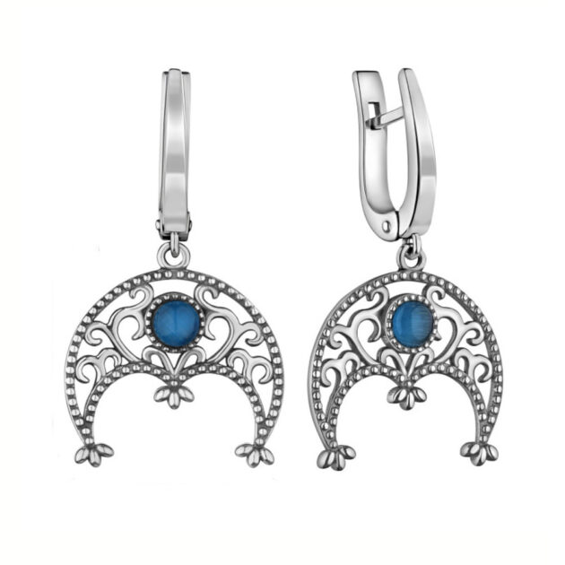 Slavic silver amulet earrings “Mokosh”