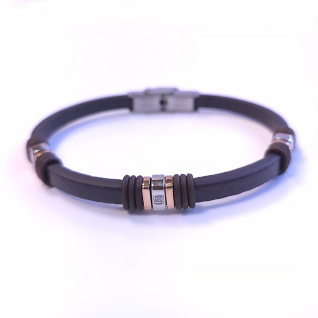 Stylish leather and steel bracelet "Rexor"