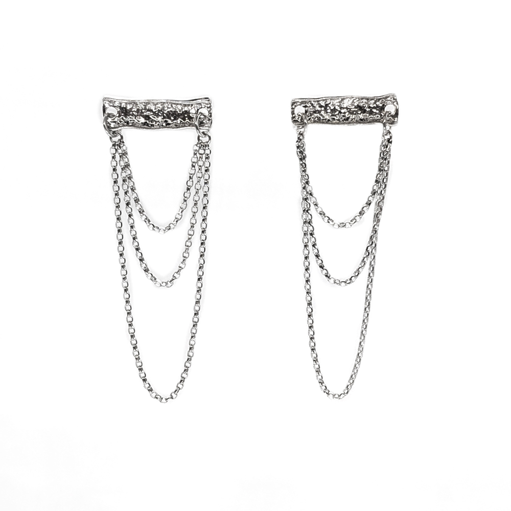 silver earrings with chains