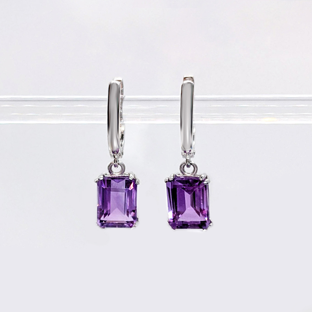 silver earrings with amethysts Lucy