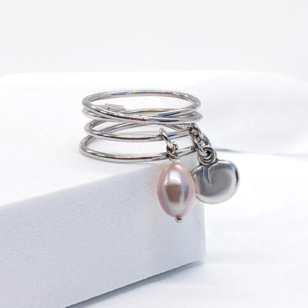 "Caprice" - handmade silver ring with pendants