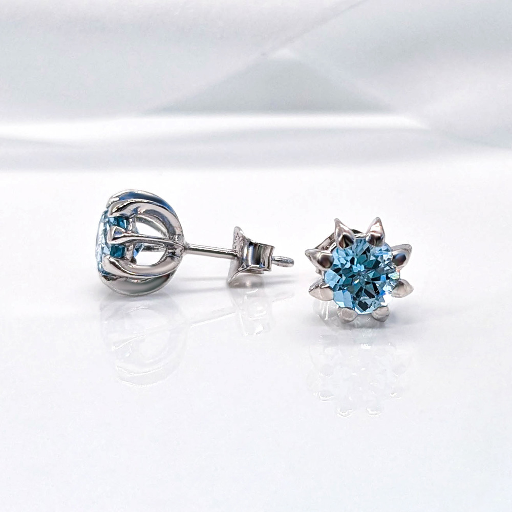 silver stud earrings with blue crystals