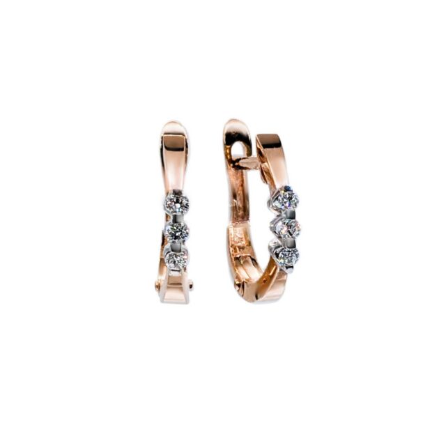 Golden earrings with diamonds "Triya"