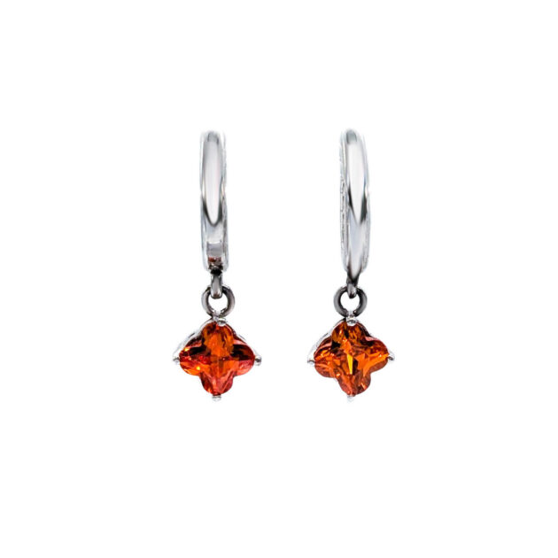 Silver earrings with orange pendants