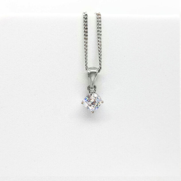 Silver tender pendant with white cz