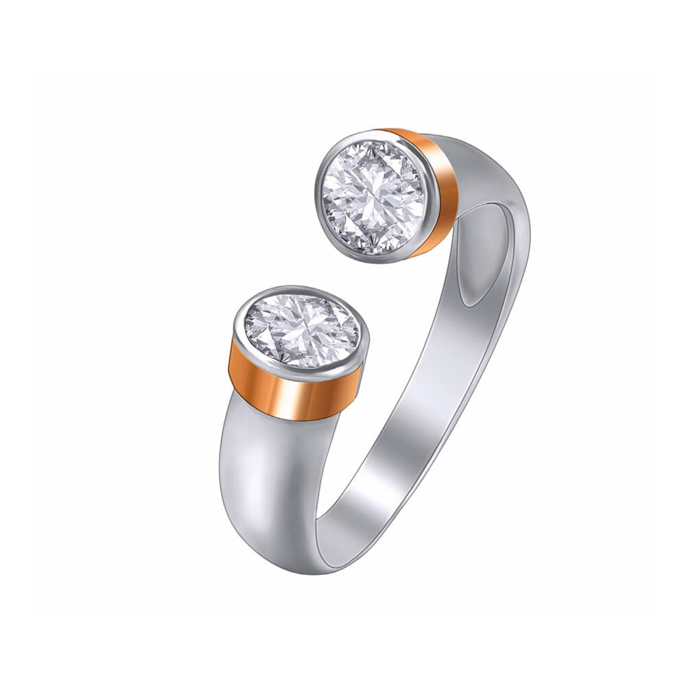 silver ring with golden plates_1184