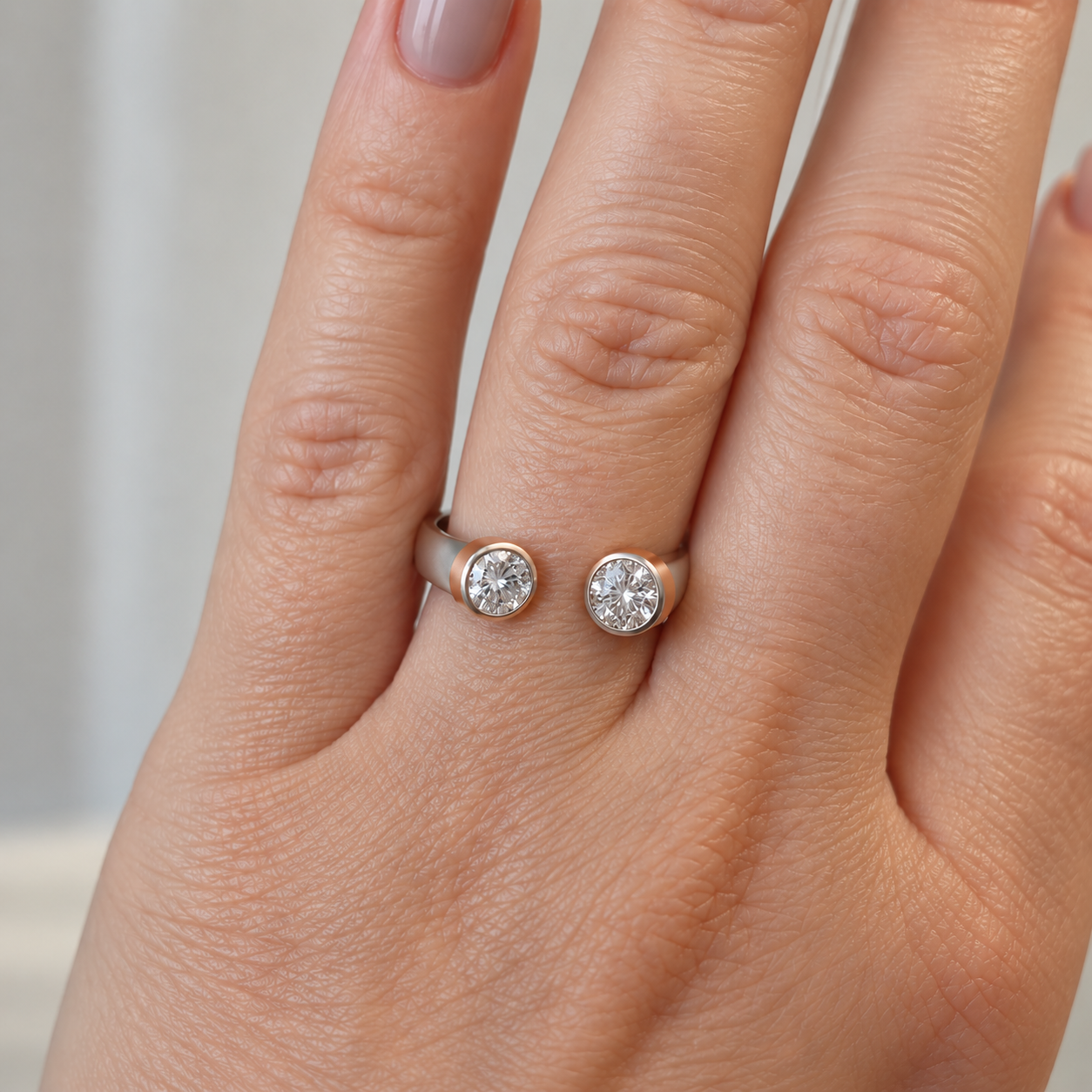 silver ring with golden plates_1184k