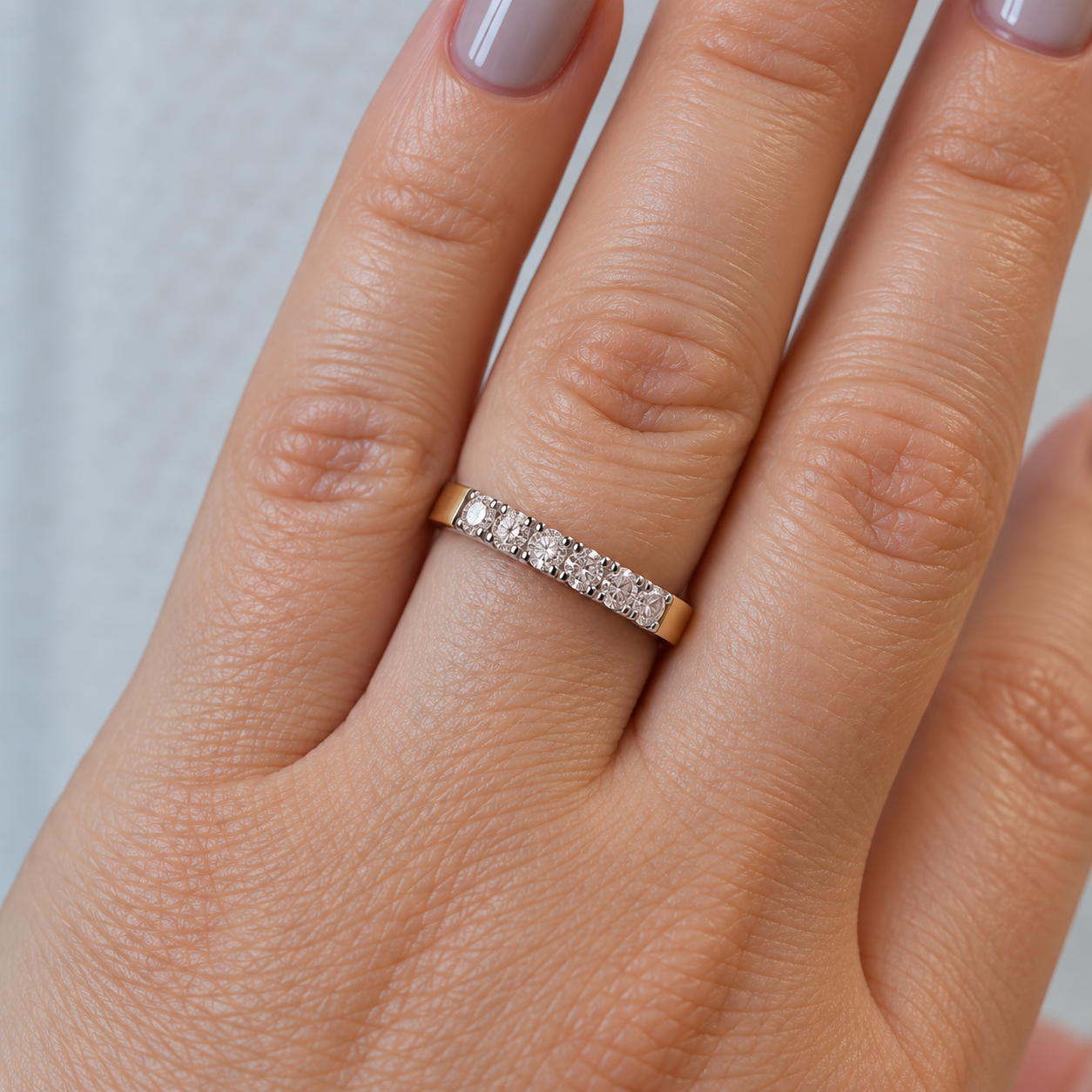 silver alliance ring with golden plates_2020r