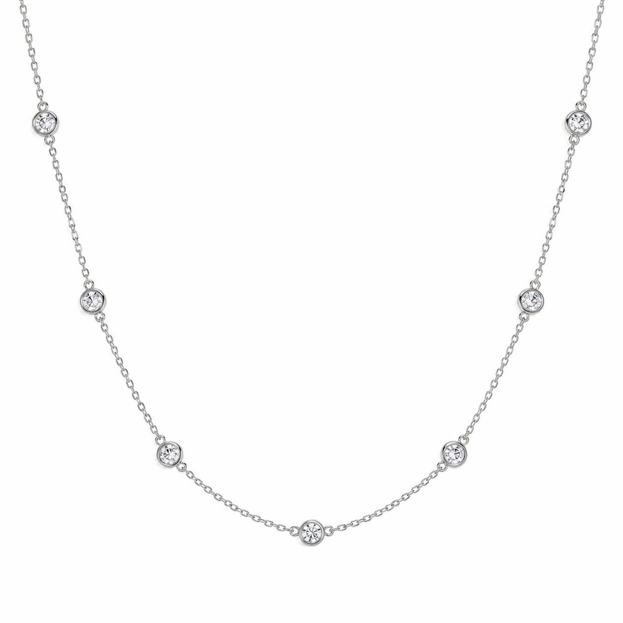 silver necklace with bezel set cz (1)