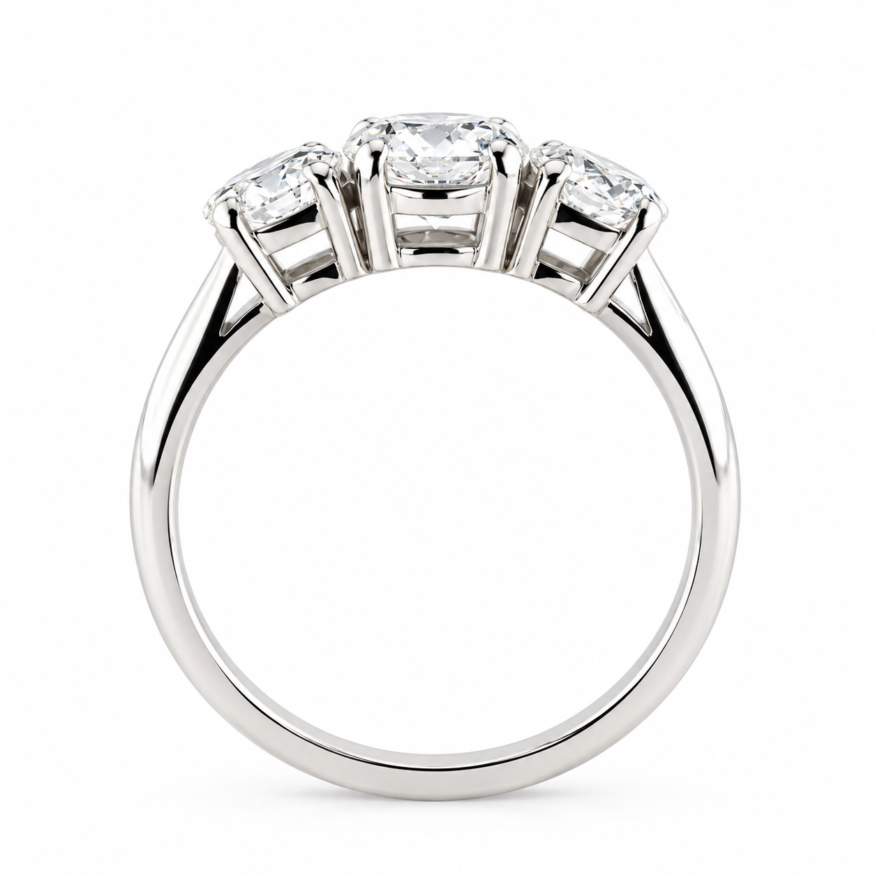 white gold 3 lab diamonds ring Vesta R-00900_