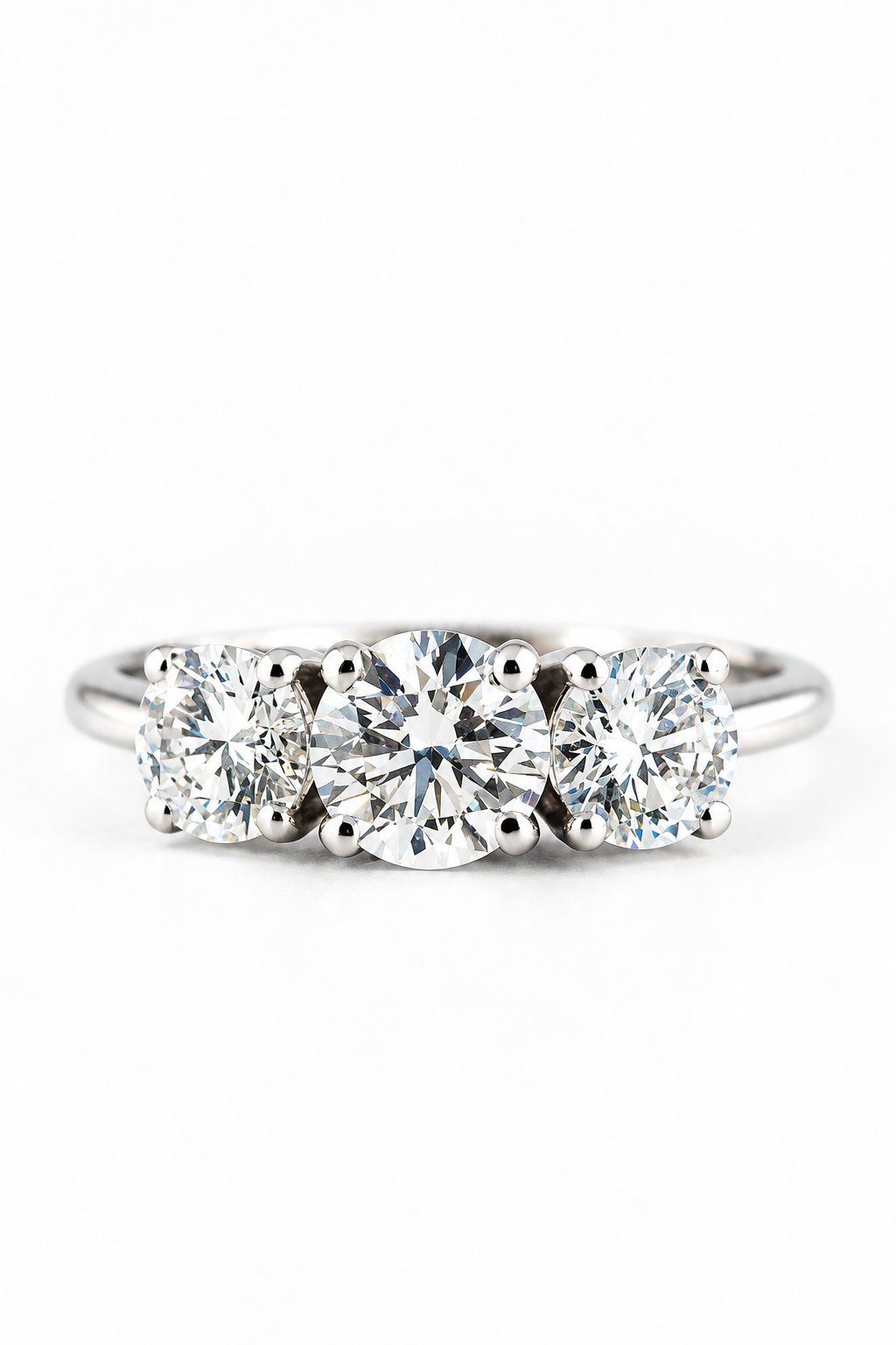 white gold 3 lab diamonds ring Vesta R-00900