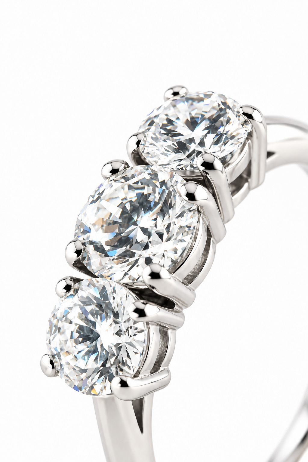 white gold 3 lab diamonds ring Vesta R-00900__